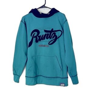 Runtz Worldwide Mens 100% Cotton Teal Invation Fleece Pullover Hoodie Size Small